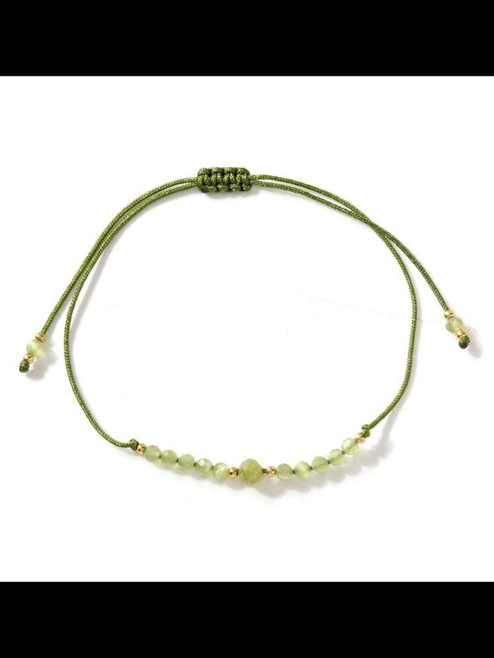 Peridot Bead Adjustable Bracelet - Handmade Minimalist Jewelry - Picture 5 of 5